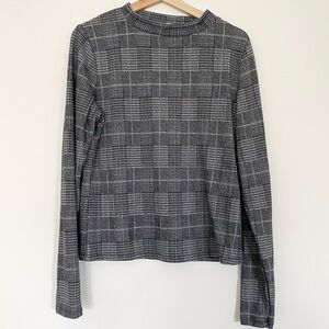 Plaid Mockneck Long Sleeve Top